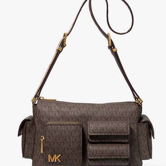 Michael By Michael Kors Brown/Acorn Dakota Medium Signature Logo Shoulder Bag - Picture 6 of 11